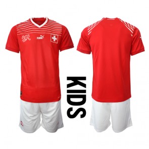 Schweiz kläder Barn VM 2022 Hemmatröja Kortärmad (+ korta byxor)